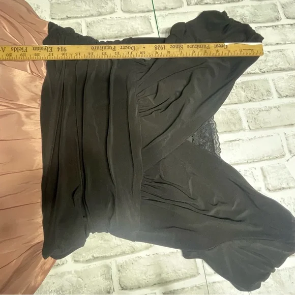 J.R.Nites by Carolin black-top dress with a pink A-line skirt. Size 16. Roses - Picture 14 of 16